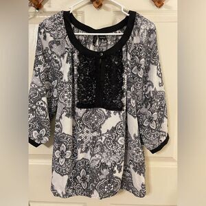 New Directions Blouse Black Lace large